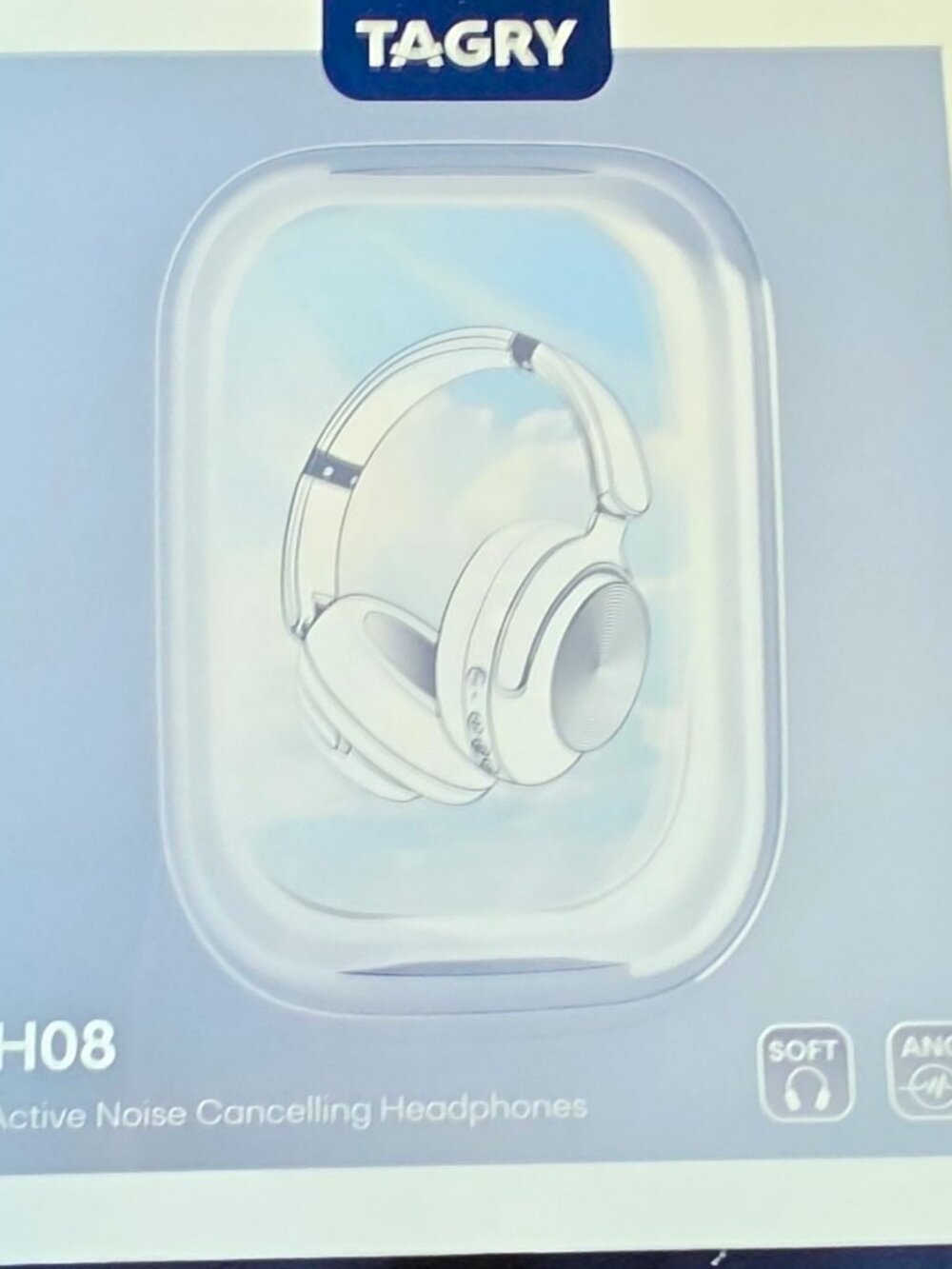 TAGRY H08 ANC Over-Ear Headphones Fast Charge White 40mm USB-C 3.5mm